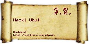 Hackl Ubul névjegykártya